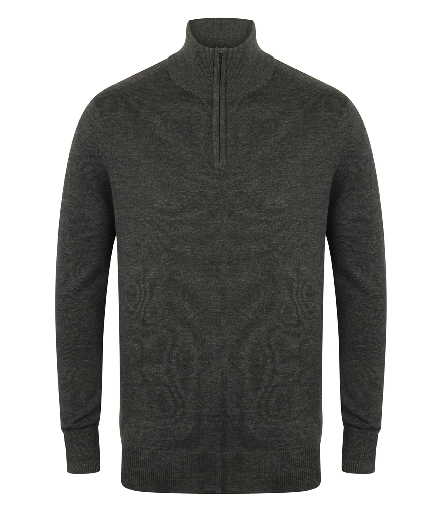 H729Henbury Zip Neck Sweater - Redrok